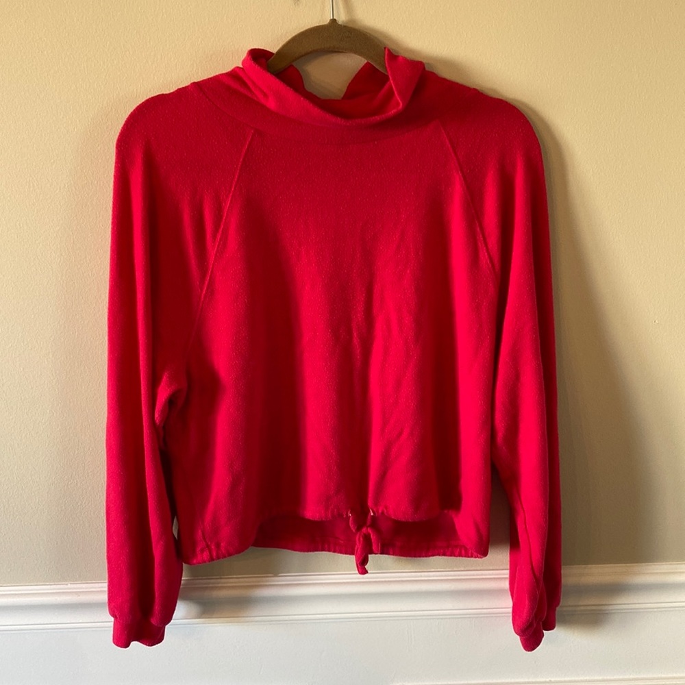 Anthropologie Saturday Sunday cowl neck fleece pink long sleeve top Small